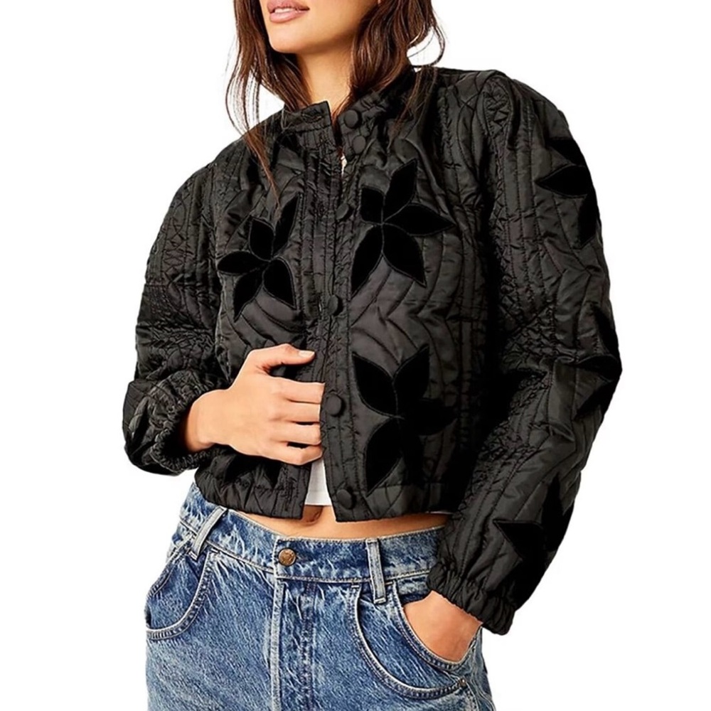XL Free People Quinn Floral Embroidered Quilted Jacket